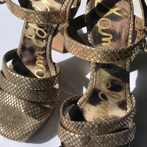 NWT SAM EDELMAN WOMENS sz 6 Gold Leather Platform